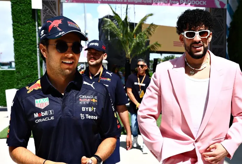 Bad Bunny acompa&ntilde;&oacute; a Checo P&eacute;rez en el GP de Miami