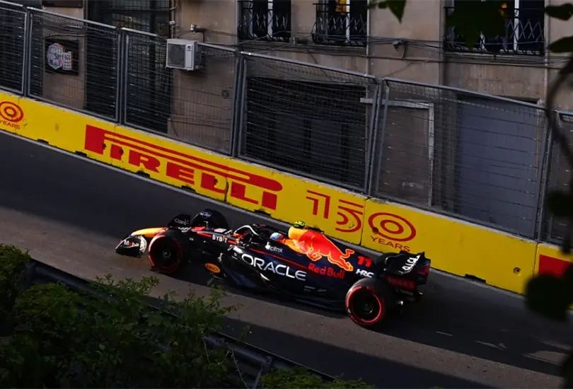 Checo P&eacute;rez no tuvo una buena Q3 y tuvo que dejar la pole position para Ferrari