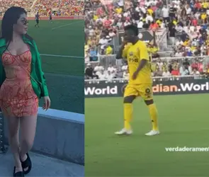 Kenia Os acude a partido especial de Vinicius en Miami | VIDEO