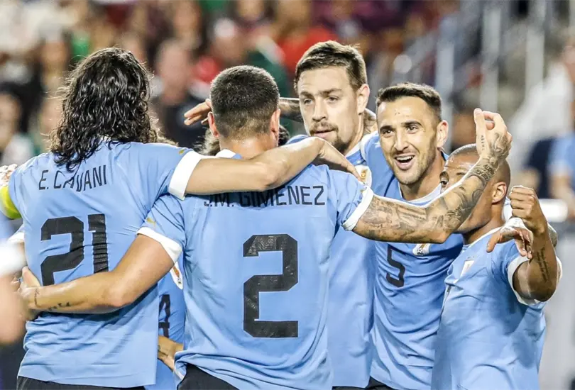 Uruguay celebra su anotaci&oacute;n.