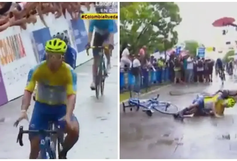 Luis Carlos Chía cruzó la meta cuando ocurrió el accidente. Luis Carlos Chía cruzó la meta cuando ocurrió el accidente.