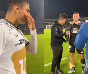 YouTuber le &acute;roba&acute; la playera de Iago Aspas a canterano de Pumas: "ya me la ganaron"