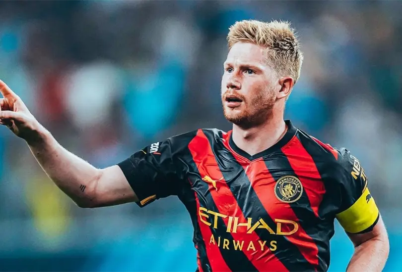 De Bruyne celebra uno de sus golazos ante América. De Bruyne celebra uno de sus golazos ante América.