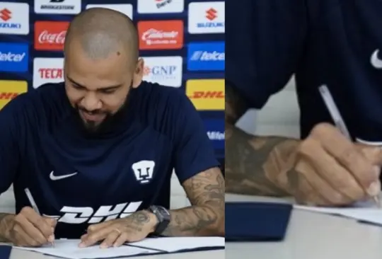 Dani Alves firmó su contrato con Pumas haciendo uso de una puma demasiado especial.