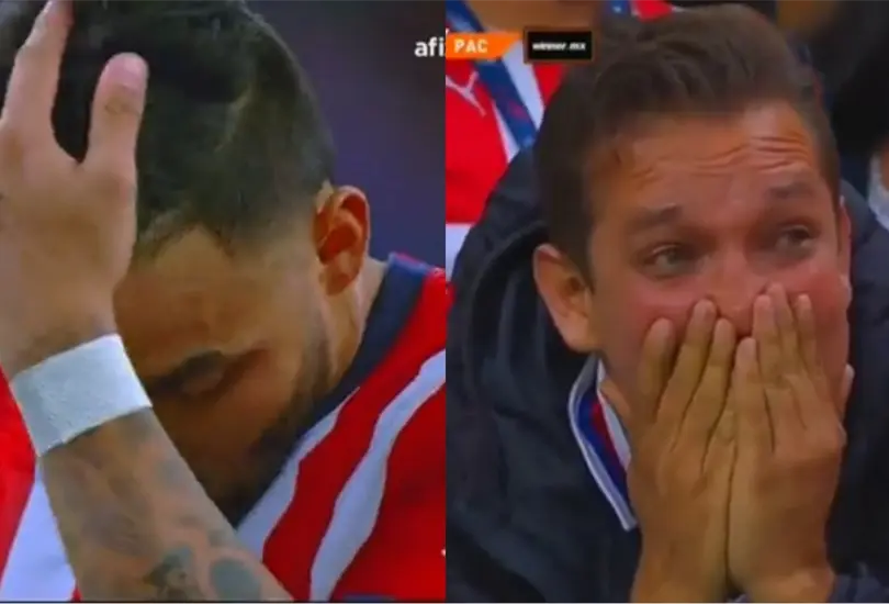 El aficionado de Chivas termin&oacute; con l&aacute;grimas tras ver el penal de Alexis Vega.