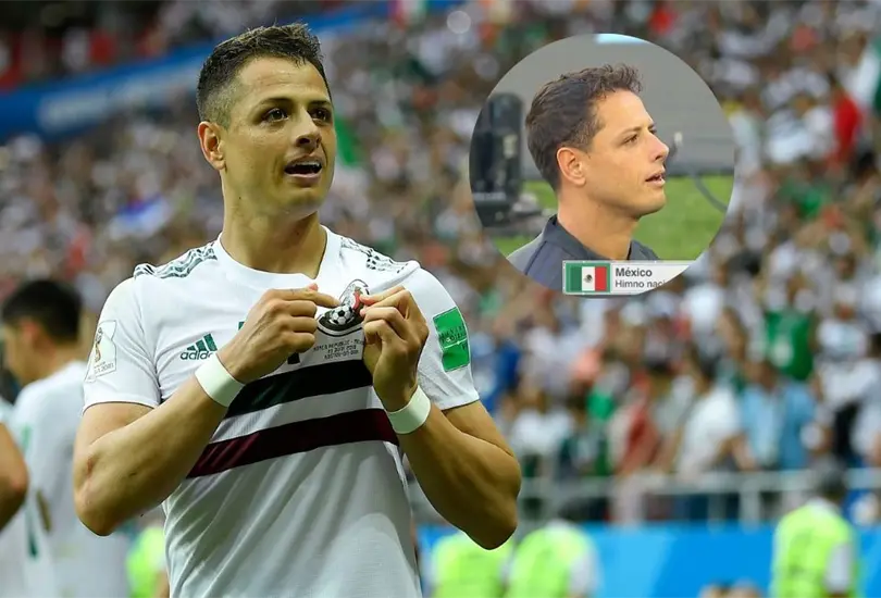 Chicharito Hern&aacute;ndez fue captado cuando cantaba el Himno Nacional de M&eacute;xico previo al MLS All Star Game 2022