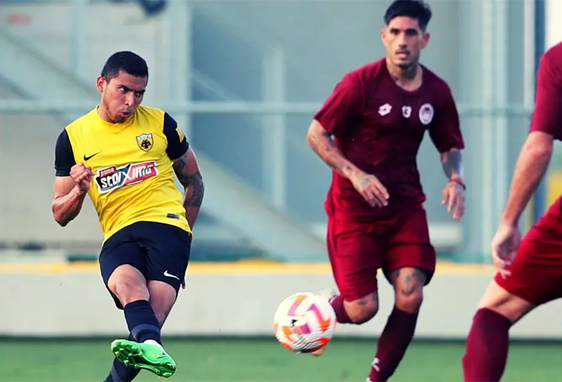 Orbelín Pineda registra tres anotaciones con el AEK de Grecia en los dos partidos amistosos que ha disputado. Orbelín Pineda registra tres anotaciones con el AEK de Grecia en los dos partidos amistosos que ha disputado.