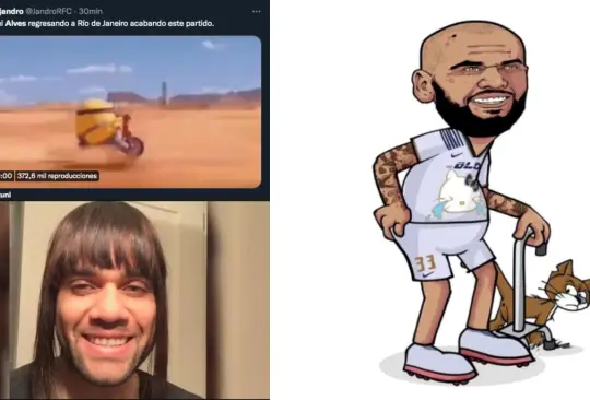 Dani Alves protagonizó los memes de la voltereta de San Luis a Pumas.