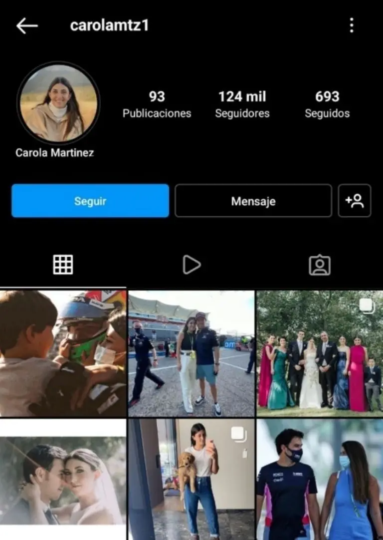 Así lucía el Instagram de Carola Martínez hace unos días.