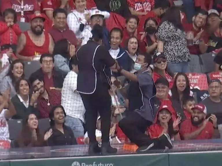 Una pareja que labora para los Diablos Rojos del M&eacute;xico se comprometi&oacute; en matrimonio en pleno partido de beisbol.