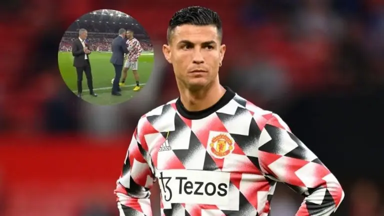 El portugués ignoró a un analista de TV que lo criticó Fotos: (Twitter @ManUtd_ES/Captura de pantalla)