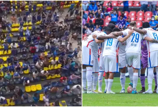 La Sangre Azul se manifestó contra los jugadores de Cruz Azul mientras cantaban de espaldas. La Sangre Azul se manifestó contra los jugadores de Cruz Azul mientras cantaban de espaldas.