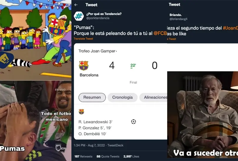 Los aficionados se mofaron de Pumas tras ser goleados por el Barcelona en el Trofeo Joan Gamper