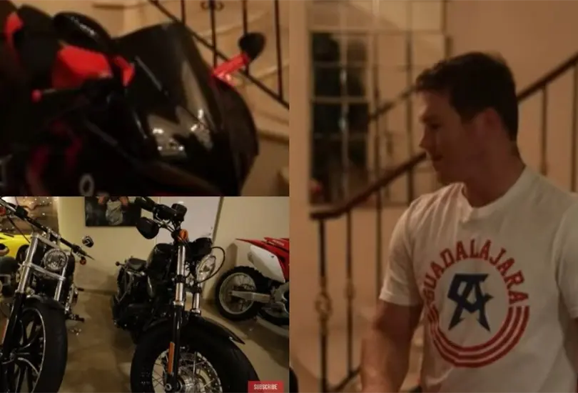 El Canelo Álvarez tiene una gran colección de motos y autos en una de sus mansiones de Guadalajara. El Canelo Álvarez tiene una gran colección de motos y autos en una de sus mansiones de Guadalajara.