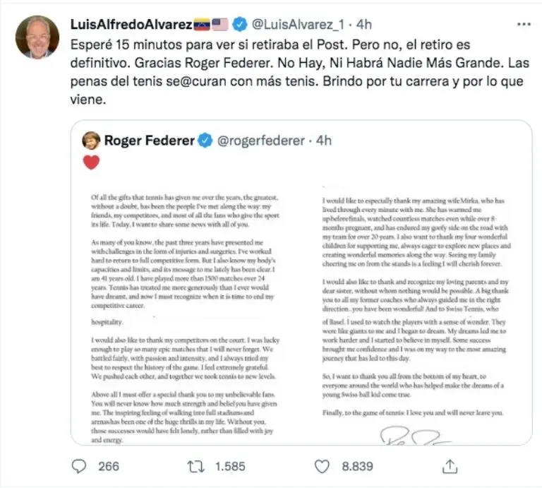 El tuit del periodista de ESPN.