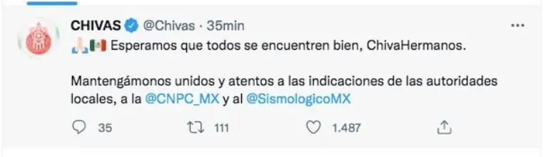 Las Chivas también compartieron un mensaje.