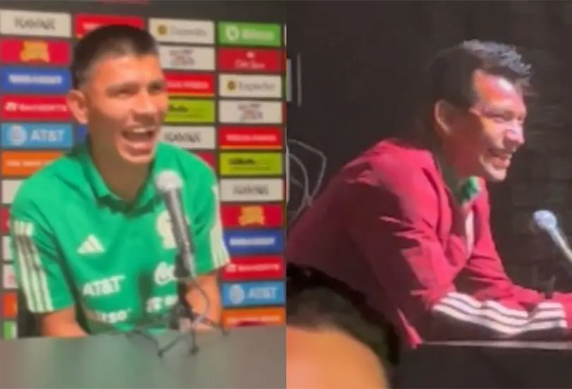 Jes&uacute;s Gallardo e Hirving Lozano protagonizaron un momento gracioso en una conferencia de prensa.