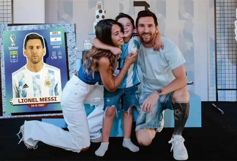 Antonella Roccuzzo presumi&oacute; la sonrisa de Mateo al momento de destapar a Lionel Messi en los sobres Panini.