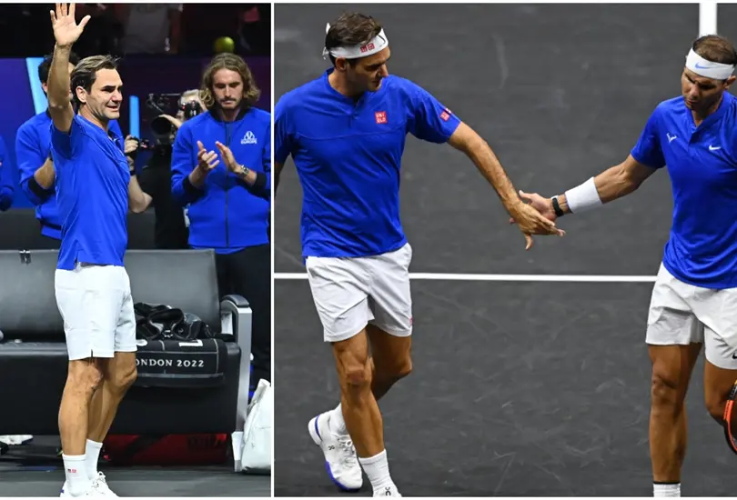 Roger Federer cay&oacute; en el &uacute;ltimo encuentro de su carrera mientras hac&iacute;a pareja junto a su rival y amigo, Rafael Nadal. 