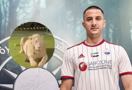 Kostas Manolas fue asustado por un león en la presentación con su nuevo club.