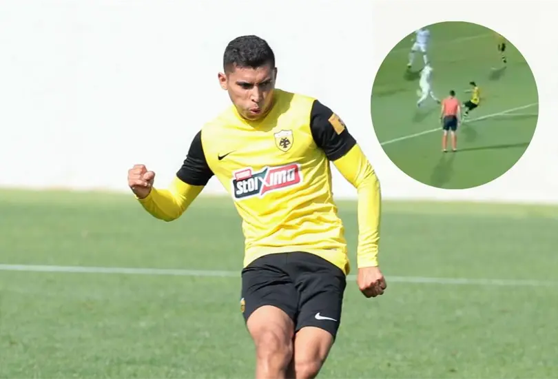 Orbel&iacute;n Pineda anota GOLAZO de volea en el partido del AEK vs Giannina