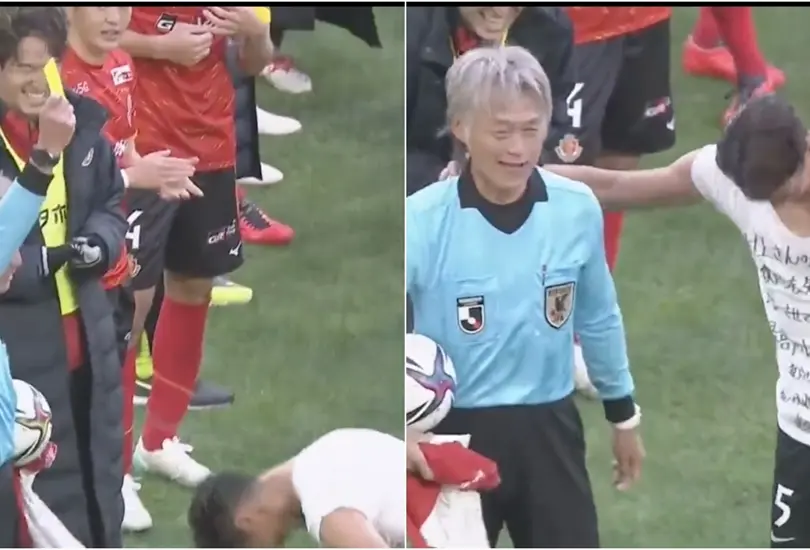 El &aacute;rbitro Nobutsugu Murakami recibi&oacute; un homenaje tras su retiro del futbol.