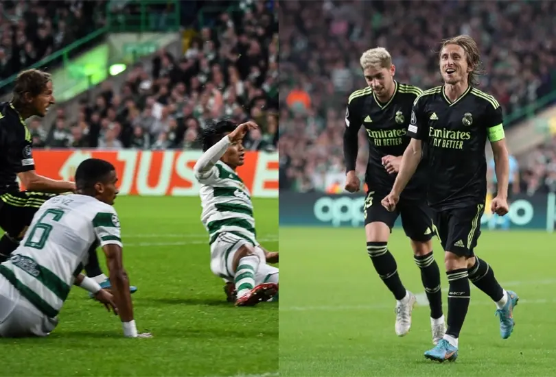 Luka Modric se luci&oacute; con un golazo en la goleada del Real Madrid sobre Celtic