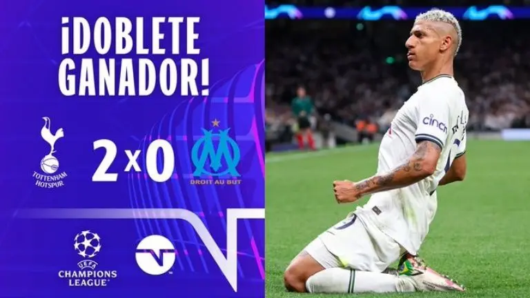 Richarlison guió al Tottenham en la victoria ante cuadro francés. Foto: Twitter @tntsportsmex