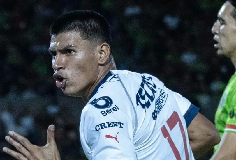 Jesús Gallardo celebra su gol con Rayados ante Bravos de Juárez. Jesús Gallardo celebra su gol con Rayados ante Bravos de Juárez.