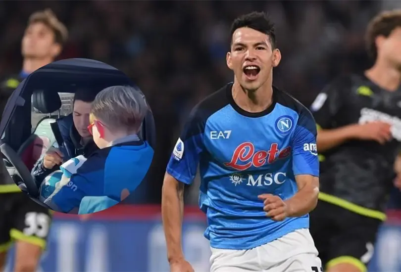 Hirving Lozano hizo feliz a un ni&ntilde;o fan del Napoli.