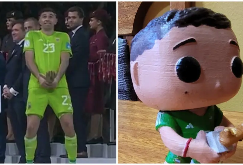 Se viraliz&oacute; la imagen del funko del Dibu Mart&iacute;nez donde realiza el gesto pol&eacute;mico con el trofeo del mejor portero del Mundial de Qatar 2022.