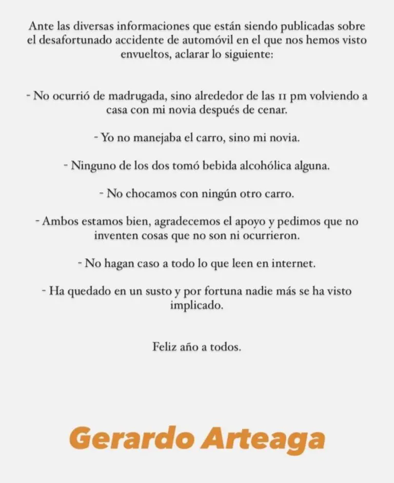 Captura de pantalla de la historia de Gerardo Arteaga.