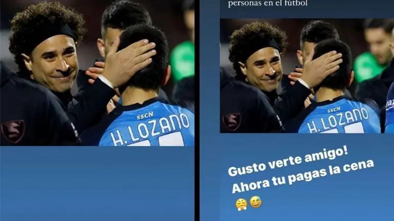 Chucky Lozano y Guillermo Ochoa hicieron una apuesta previo al Napoli vs Salernitana - Capturas