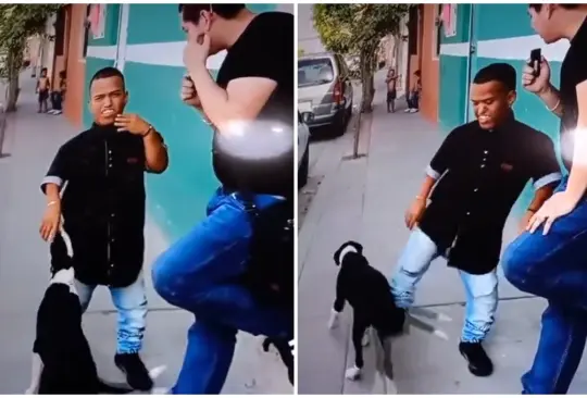 Medio Metro está envuelto en una nueva polémica después de que fue captado pateando a un perro durante una entrevista.