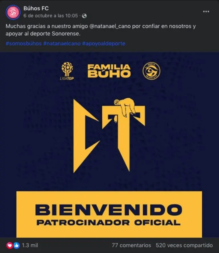 Anuncio de la llegada de Natanael Cano a Búhos FC - @SomosBuhosFC