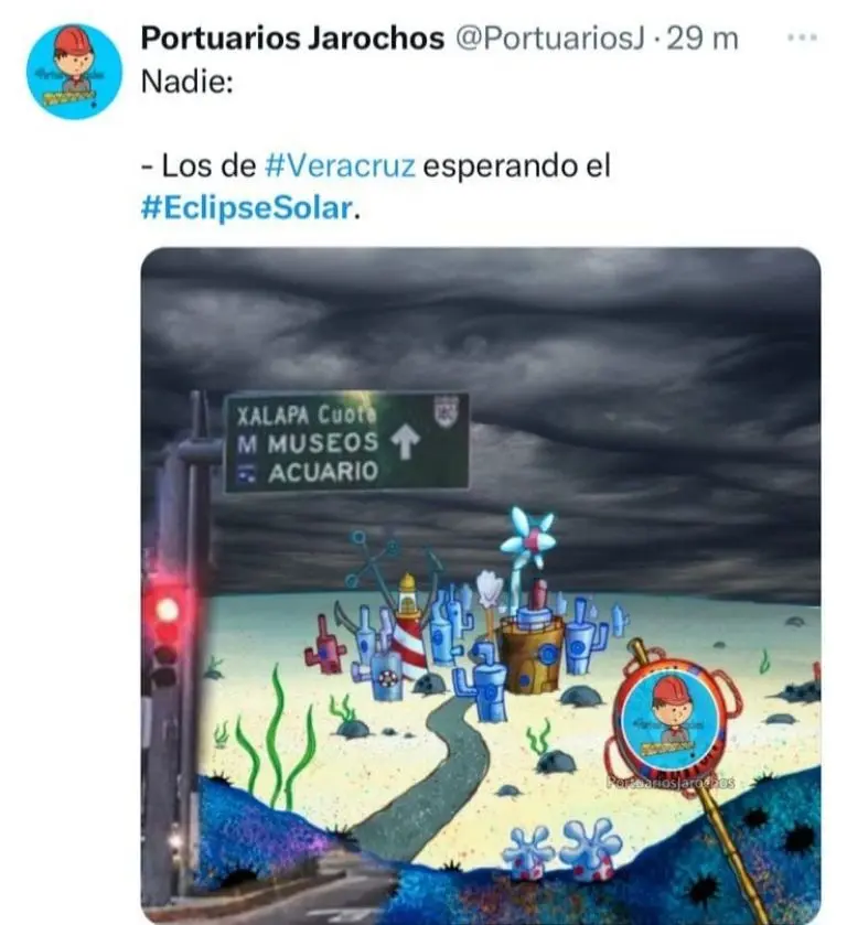 Captura de pantalla de los memes del eclipse solar.