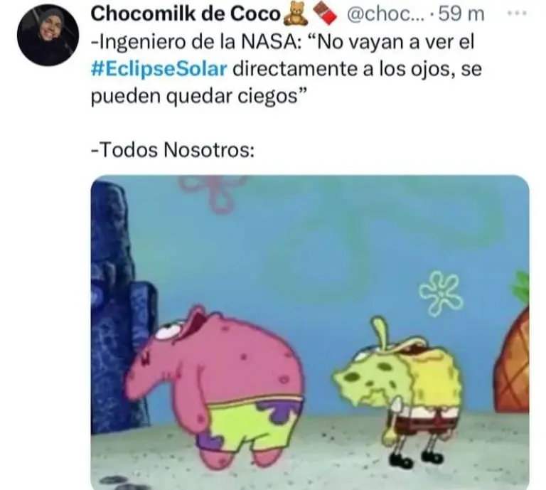 Captura de pantalla de los memes del eclipse solar.