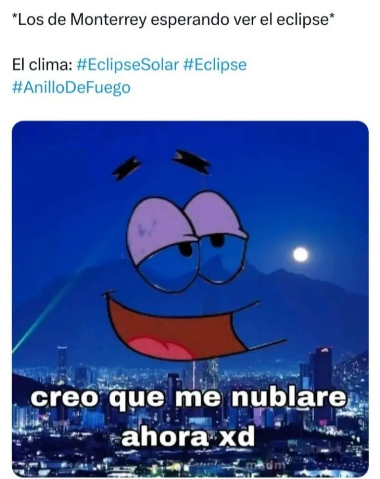 Captura de pantalla de los memes del eclipse solar.