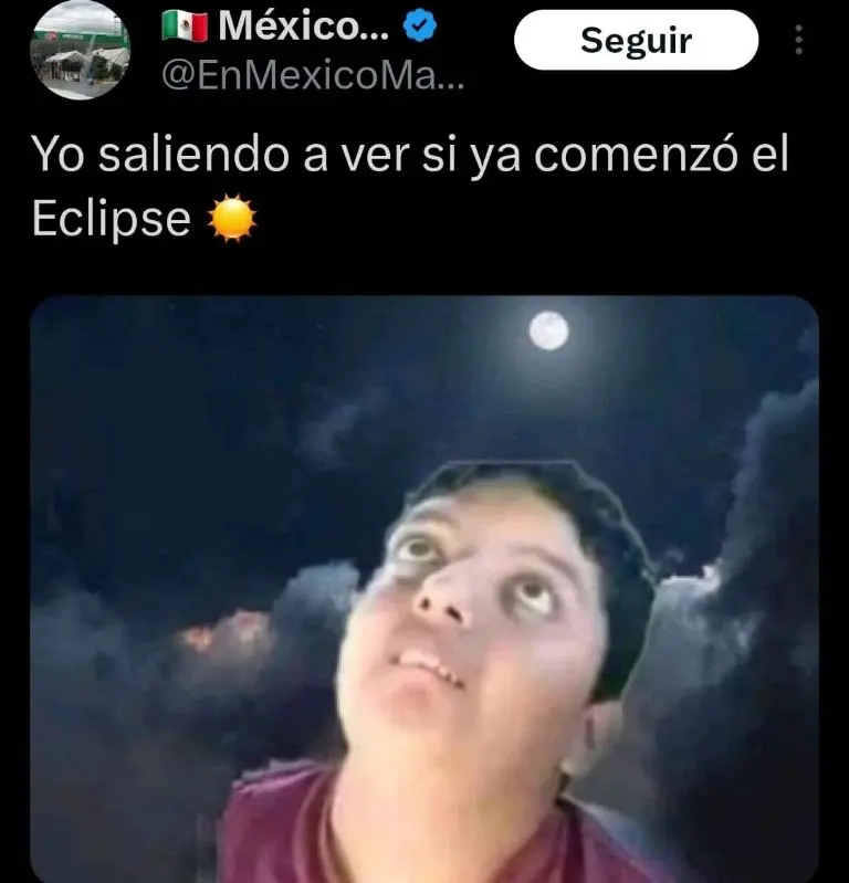 Captura de pantalla de los memes del eclipse solar.