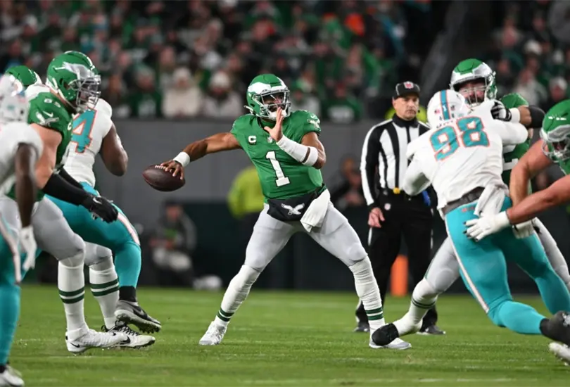Los Philadelphia Eagles dieron un golpe de autoridad tras vencer a los Miami Dolphins en un encuentro entre favoritos para el Super Bowl.