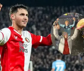 El viral festejo de Fer Serrano, prometida de Santiago Giménez, con la afición del Feyenoord (VIDEO)