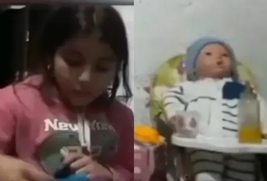 Una niña sufrió un momento de miedo con su muñeco.