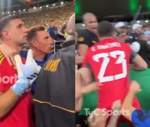 Dibu Martínez agrede a policías brasileños previo al partido Brasil vs Argentina