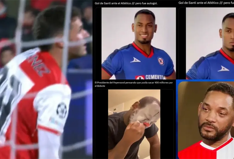 Santiago Gim&eacute;nez fue v&iacute;ctima de los memes tras su autogol con Feyenoord.