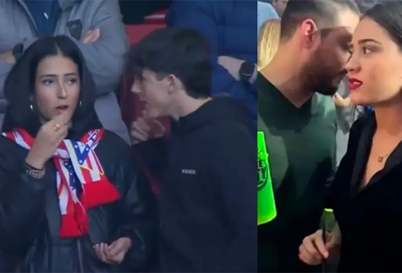 Una aficionada del Atl&eacute;tico de Madrid hizo a un lado a su insistente acompa&ntilde;ante.