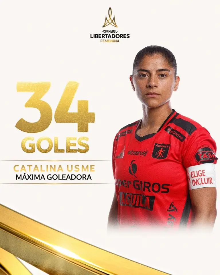 La jugadora colombiana ha sido denominada como la máxima goleadora de la Copa Libertadores <br>@libertadoresfem
