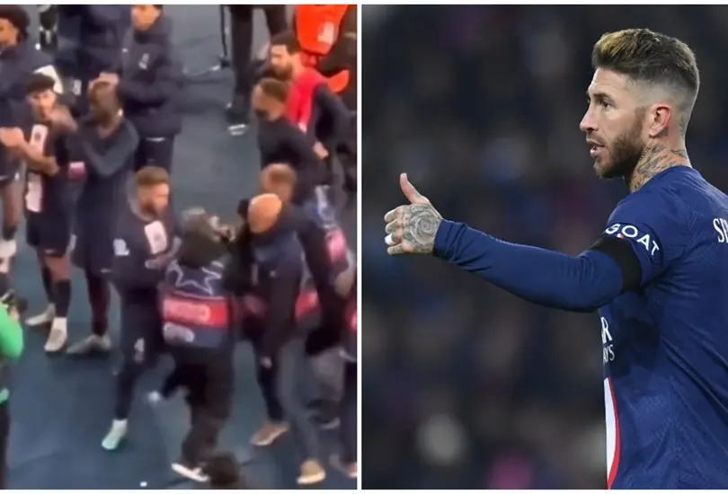 Sergio Ramos causó polémica después de que empujó a un camarógrafo después de la derrota del PSG ante el Bayern Munich en la Champions League. Sergio Ramos causó polémica después de que empujó a un camarógrafo después de la derrota del PSG ante el Bayern Munich en la Champions League.