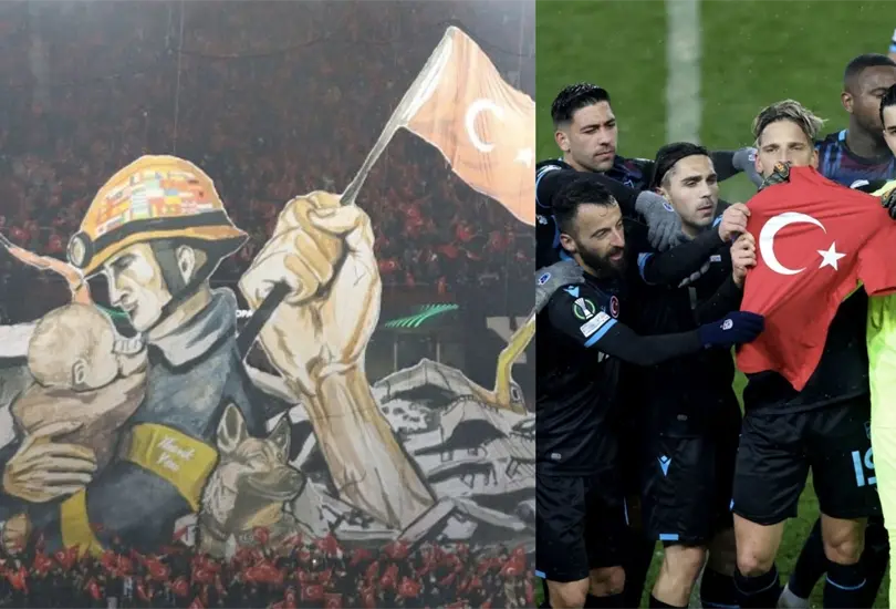 La afici&oacute;n del Trabzonspor dedic&oacute; un tifo para Proteo, perrito rescatista mexicano que falleci&oacute; haciendo su labor.