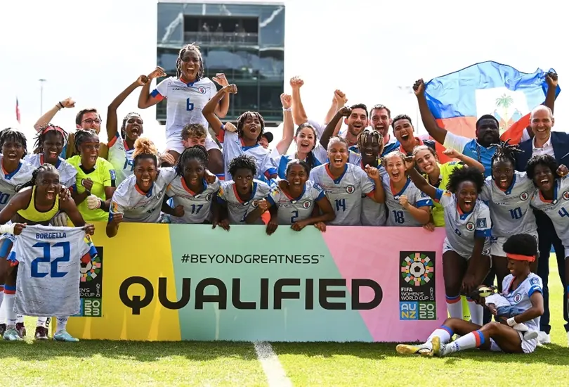 Hait&iacute; celebra su pase al Mundial Femenil de Australia-Nueva Zelanda 2023.