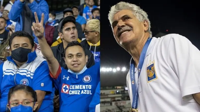 La afición de Cruz Azul se burló de la de Pumas por la llegada del 'Tuca' Ferretti. Foto: ESTADIOAZTECA.COM.MX / @LIGABBVAMX
